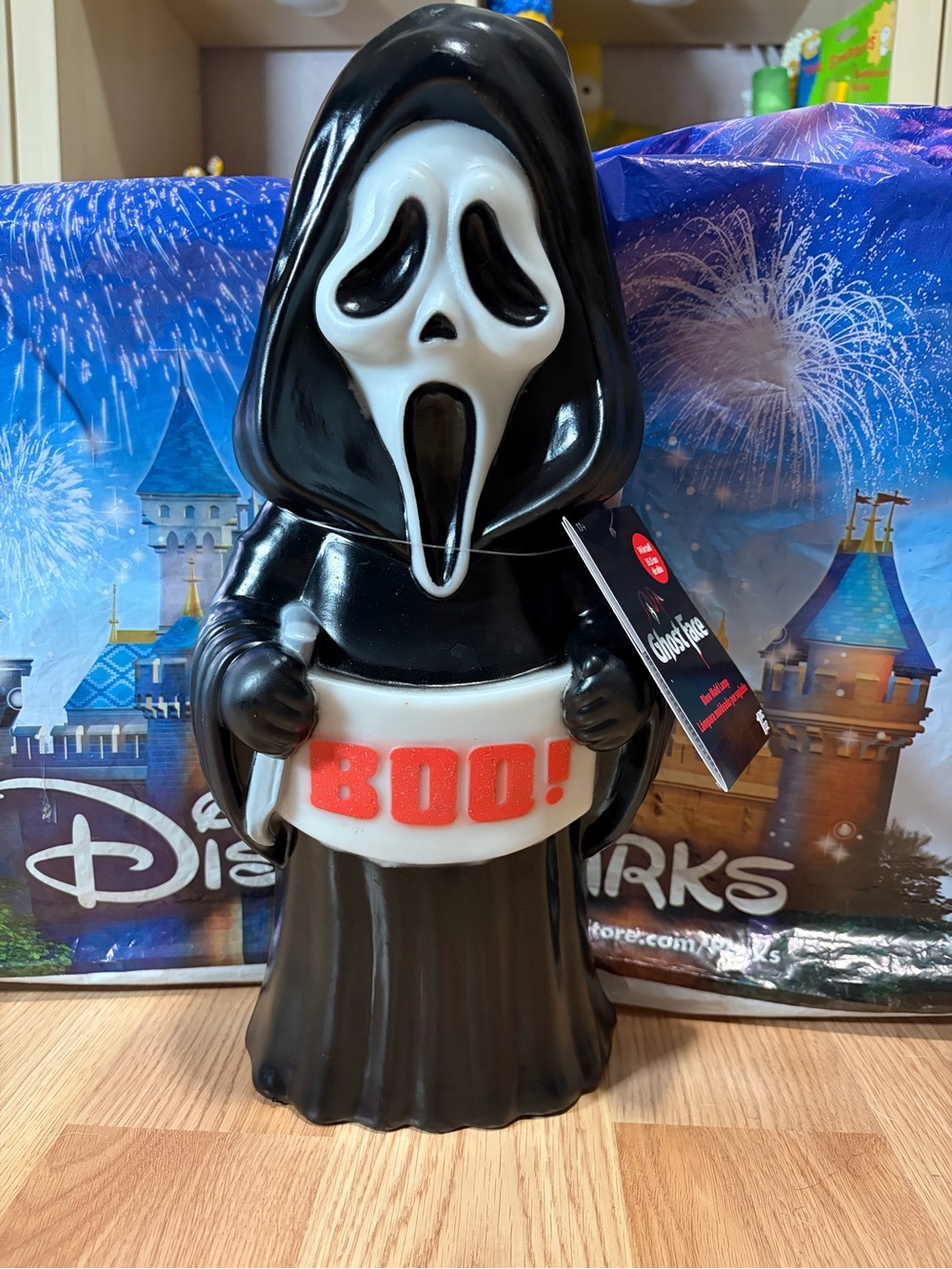 Scream Ghost Face Halloween Light Up "BOO!" Decoration 14” Blow Mold New